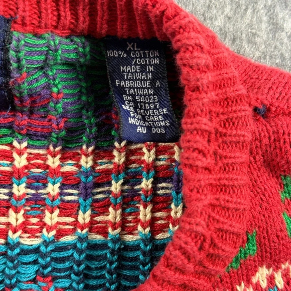 Vintage 90s GAP Kids XL Fair Isle Reindeer Moose Christmas Cardigan Sweater